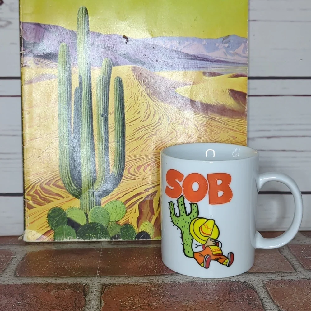 Vintage SOB South of the Border or Son‎ of a B Napping Mexican Cactus Mug